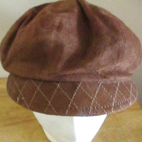 Eric Javits New York Mens 'Guido Cap" Newsboy Cap, Brown Suede, Quilted Brim, OS - Picture 2 of 9